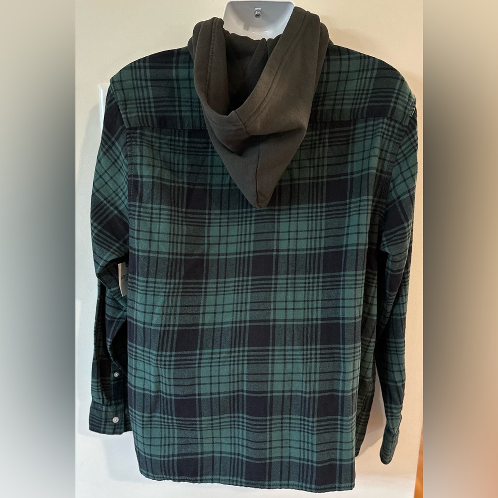 Arizona Jean Co Men’s Green Plaid Hooded Flannel NWT Size XL